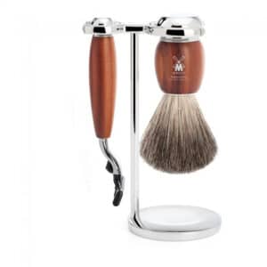 Mühle Shaving Barbersæt med Mach3 Skraber, Barberkost og Holder, Vivo, Blommetræ